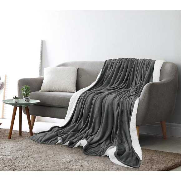 90x90 Inches Grey Utopia Bedding Sherpa Blanket - Picture 8 of 14